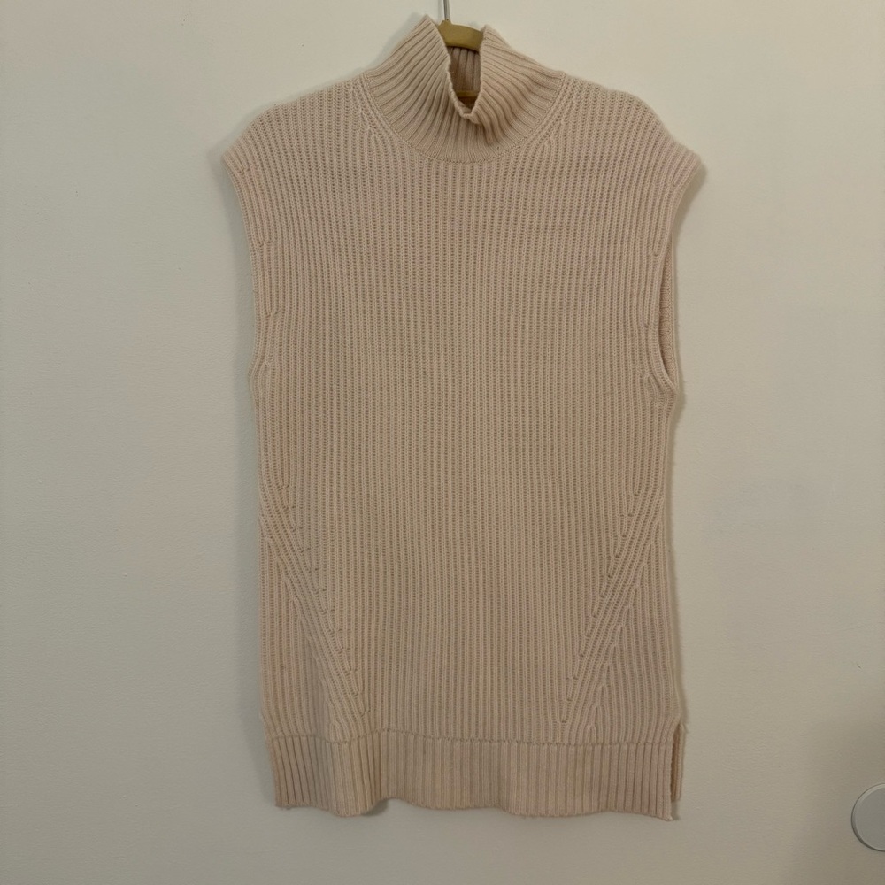 J.Crew Cashmere Oversized Cream Sleeveless Turtleneck Sweater Size XS/S